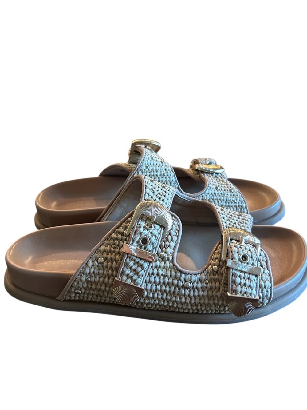 Steve Madden Zuree Sandals Size 7.5 M Gold Tan - Picture 2 of 10